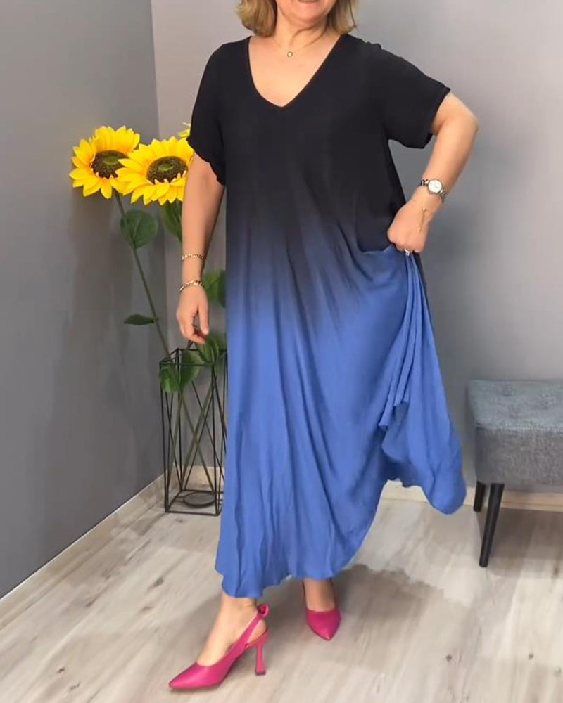 Joan - Vestido Maxi Fluido con Degradado de Verano