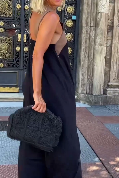 Vestido sin mangas con cuello halter cruzado Melina y costuras