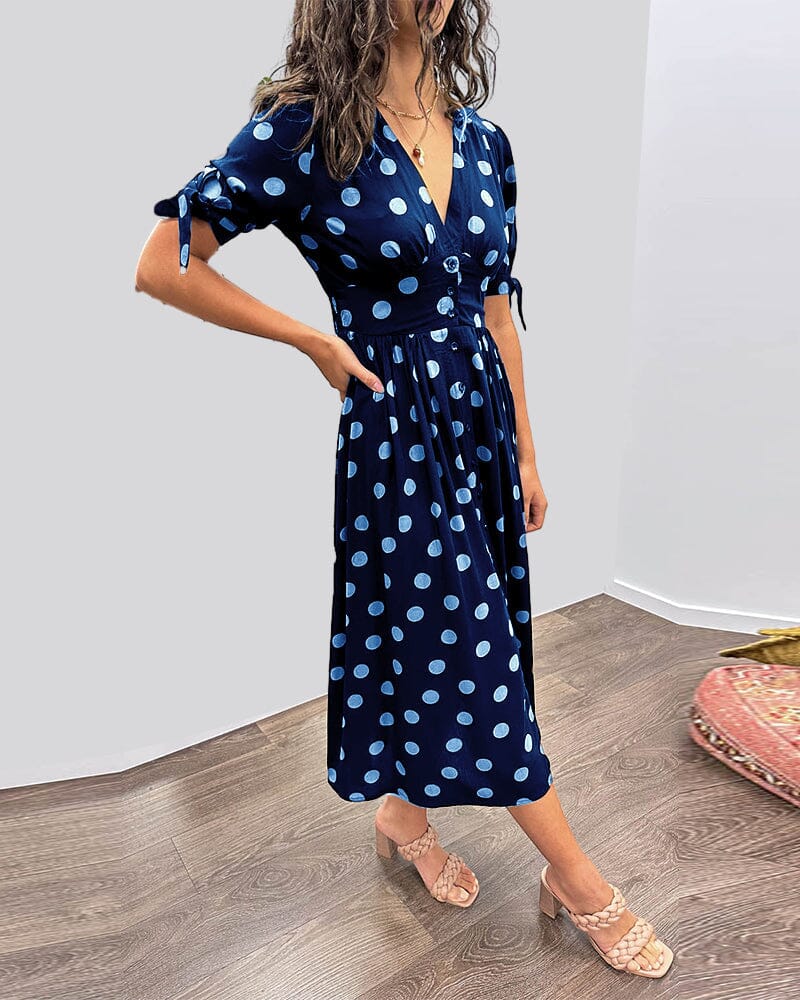 Kimberly | Vestido de escote en V con lunares