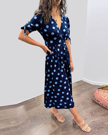 Kimberly | Vestido de escote en V con lunares