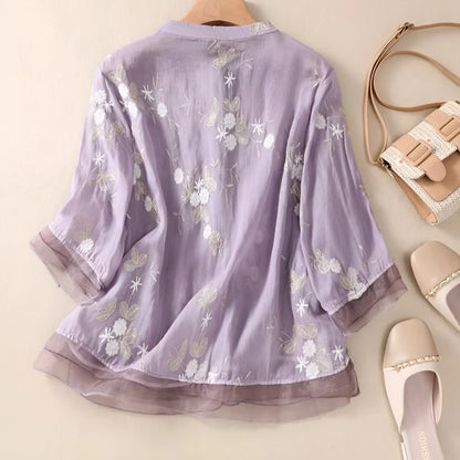Jade | Top de algodón bordado con flores