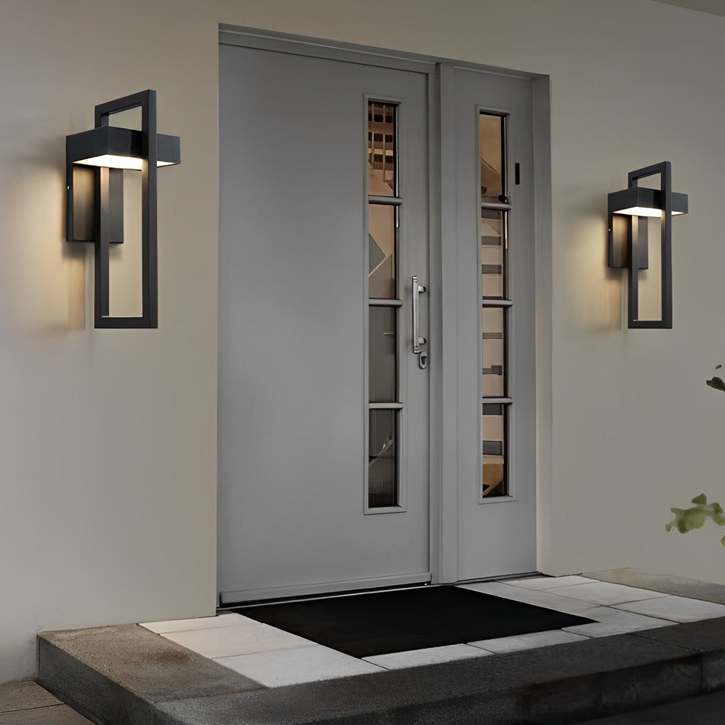 Lámpara de pared exterior moderna negra con LED