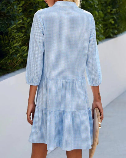 Zuri - Vestido mini suelto para mujer con estilo camisa y escote en V