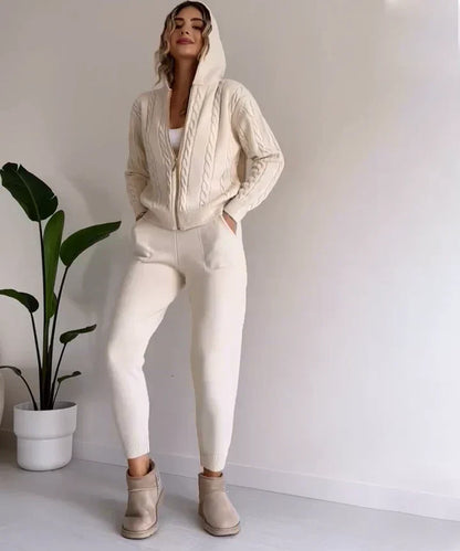 Poppy - Conjunto de dos piezas suéter casual de punto jacquard