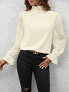 Kolbrun | Blusa plisada elegante con mangas de malla para mujeres