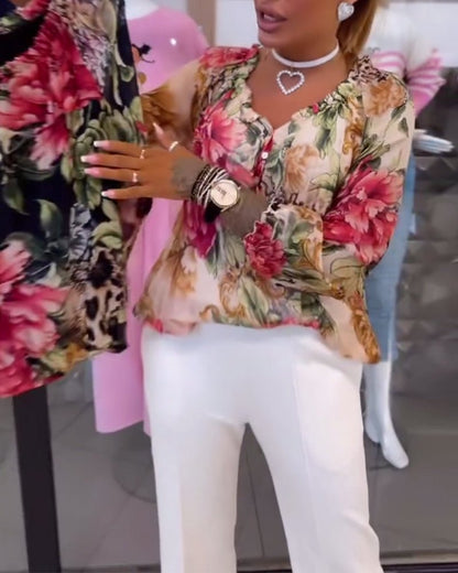 Elsie | Blusa floral con escote en V