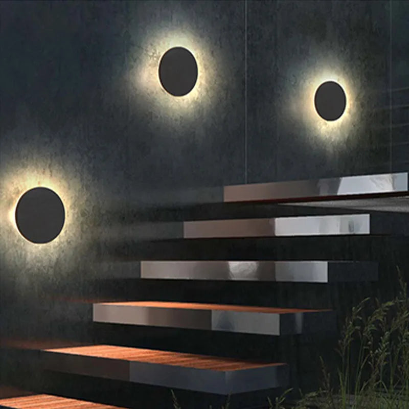 Lámpara de pared moderna negra exterior LED