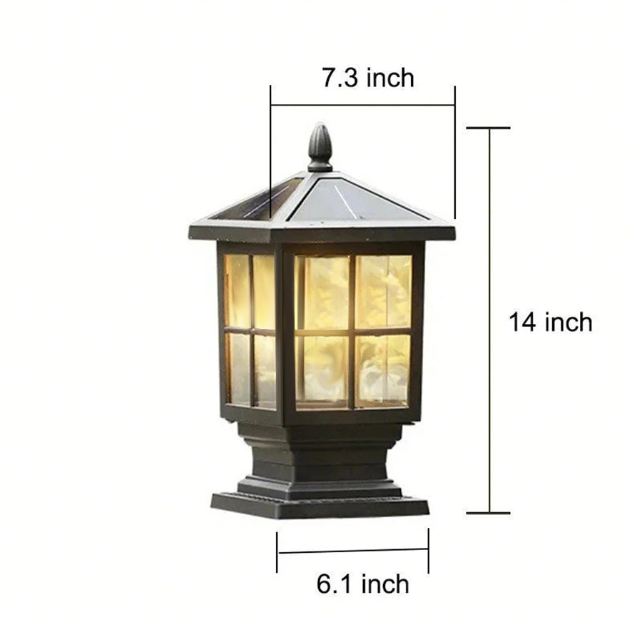Luz de Poste de Jardín de Metal Negro Solar para Exterior