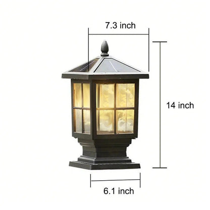 Luz de Poste de Jardín de Metal Negro Solar para Exterior