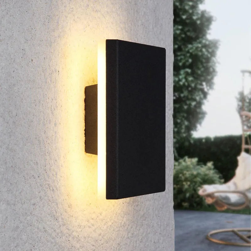 Lámpara de pared moderna negra exterior LED