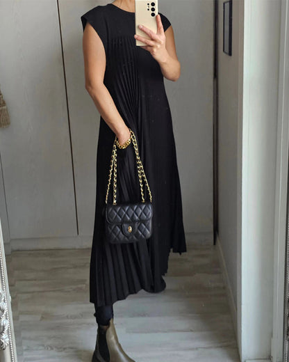 Vestido sin mangas, sencillo, plisado, elegante