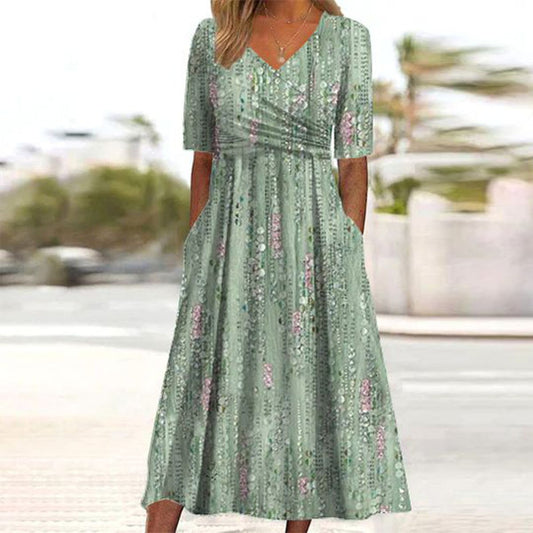 Pristine - Vestido línea A de cintura alta con estampado floral