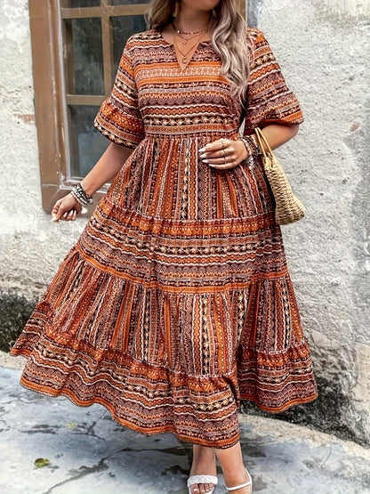 Sylpha - Vestido bohemio étnico elegante con estampado