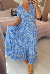Ellie - Vestido elegante floral con escote en V y dobladillo plisado