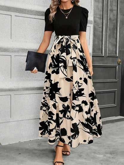 Briony - Vestido floral de cintura alta con dobladillo con volantes