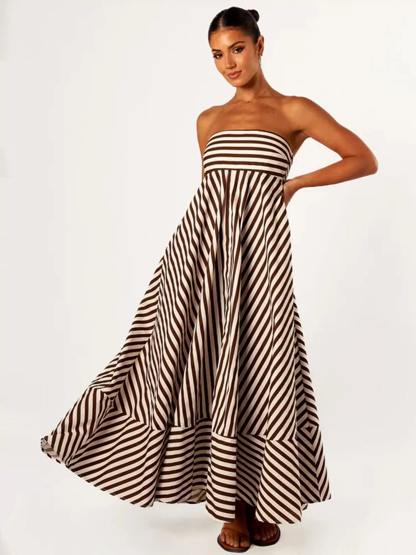 Damaris - Vestido maxi cómodo y elegante con fruncidos