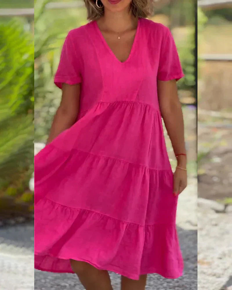 Vestido de verano casual con escote en V de Bretaña