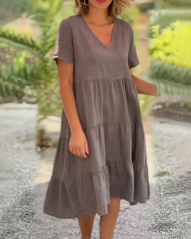 Vestido de verano casual con escote en V de Bretaña