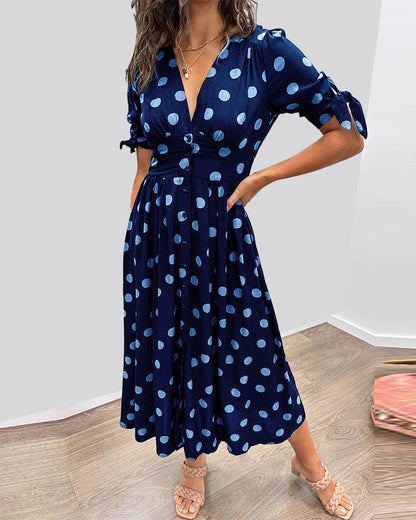 Kimberly | Vestido de escote en V con lunares