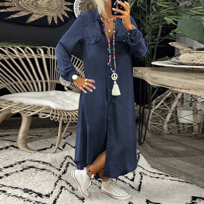 Lia | Vestido Camisa de Mezclilla Cómodo