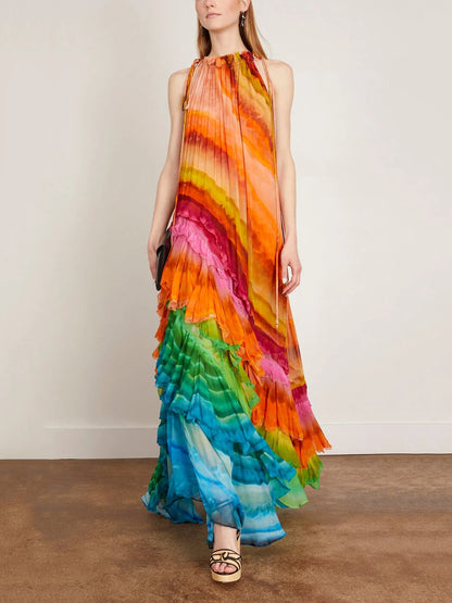 Velia - Vestido fluido de gasa hasta el tobillo