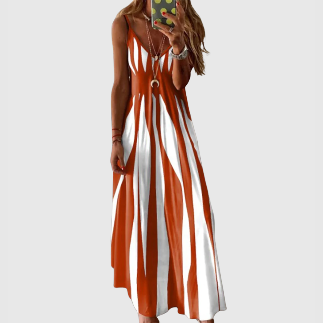 Ariella - Vestido Maxi a Rayas Chic sin Mangas