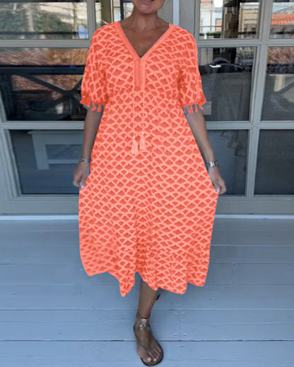 Winona - Vestido de verano con escote en V y flecos