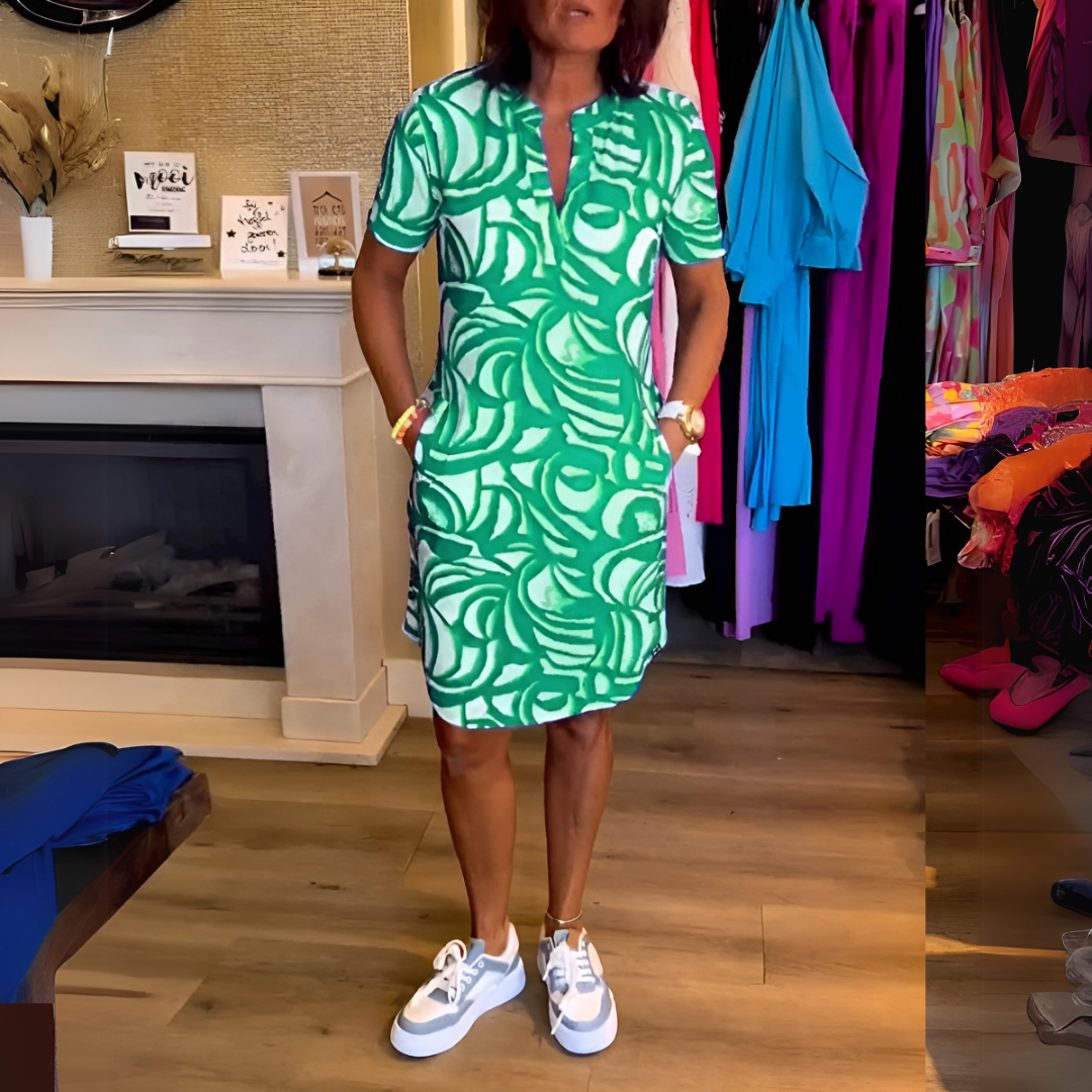 Mira - Vestido estampado con escote en V