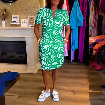 Mira - Vestido estampado con escote en V