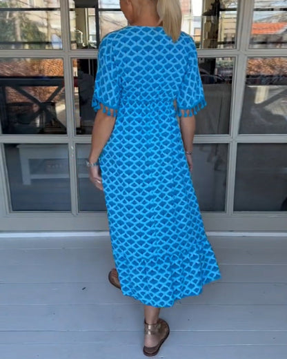 Winona - Vestido de verano con escote en V y flecos