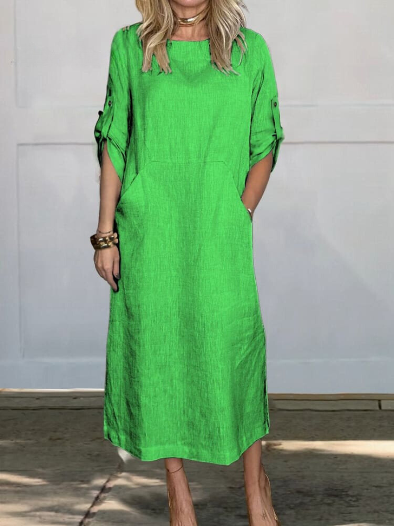 Ruth | Vestido Midi Elegante de Bolsillo