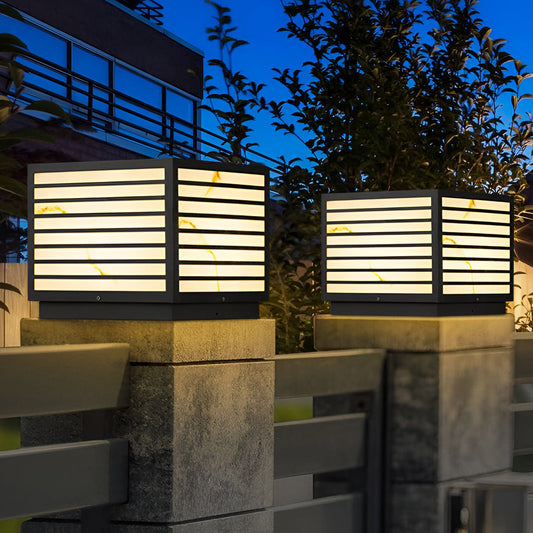 Luz solar de poste para exteriores Farol moderno negro