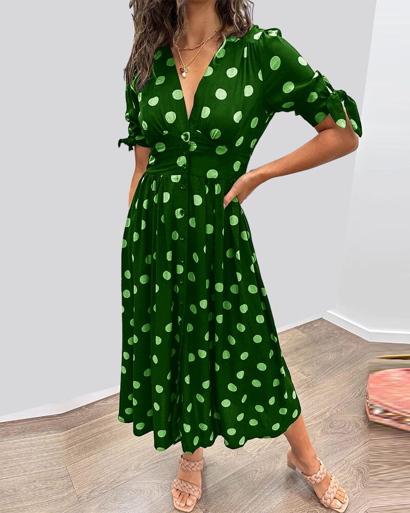 Kimberly | Vestido de escote en V con lunares