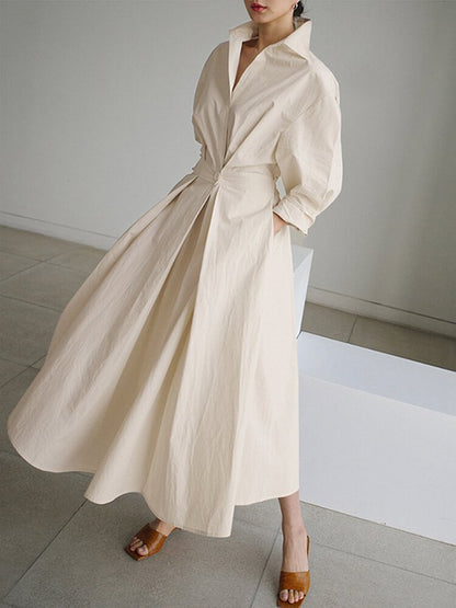 Brynn - Vestido A-Line con Cuello Polo Chic y Corte Acampanado