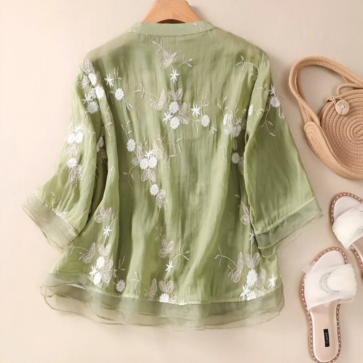 Jade | Top de algodón bordado con flores