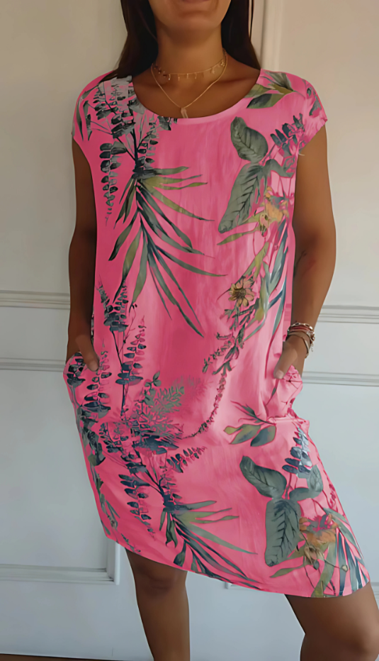 Iris - Vestido informal suelto hasta la rodilla con estampado