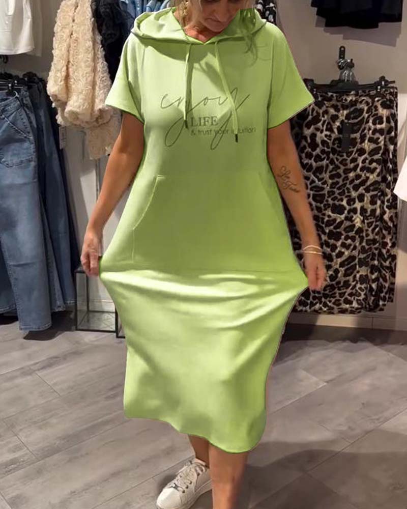 Parker - Vestido Casual con Capucha y Estampado de Letras