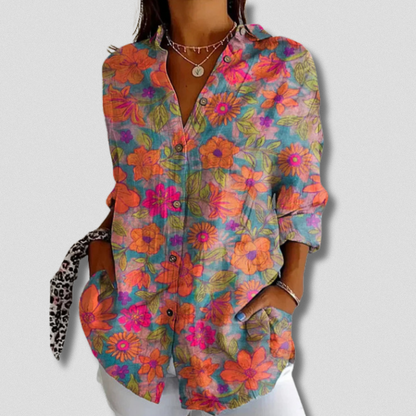 Camisa de manga larga con botones y estampado floral Stefanie