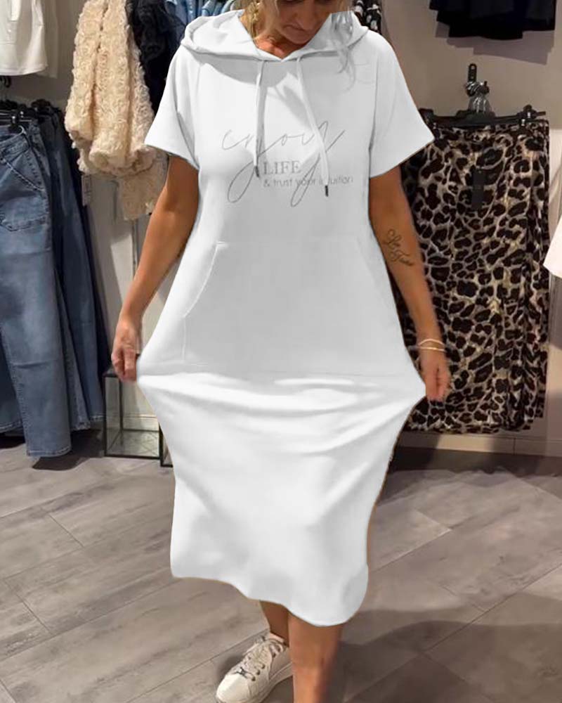 Parker - Vestido Casual con Capucha y Estampado de Letras