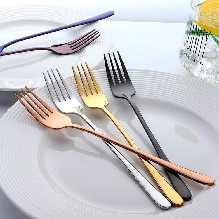Juego de cubiertos modernos de acero inoxidable tenedores para comedor