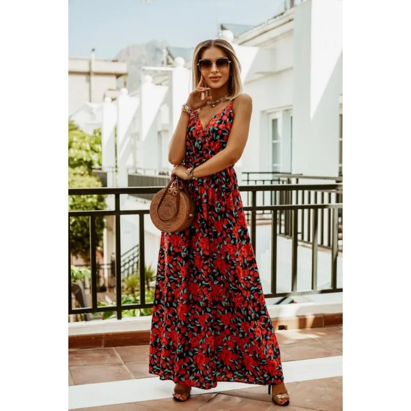 Hattie - Vestido de Commuter con Cinturilla con Volantes y Diseño Estampado
