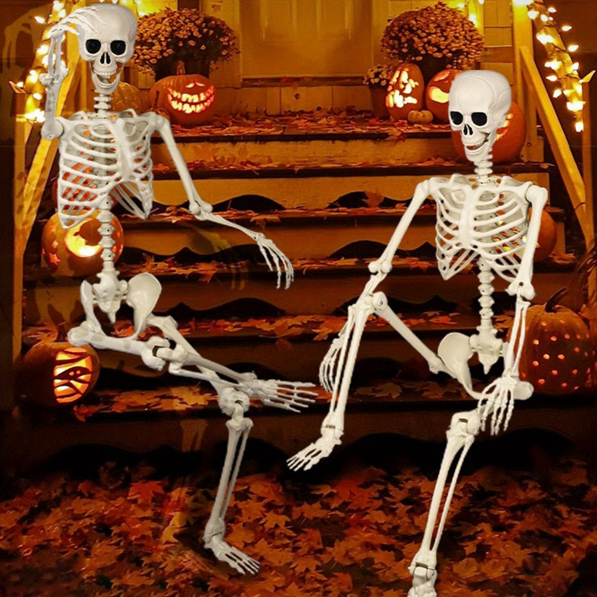 Decoración de esqueleto gigante de 12 pies para Halloween | Posable para exteriores