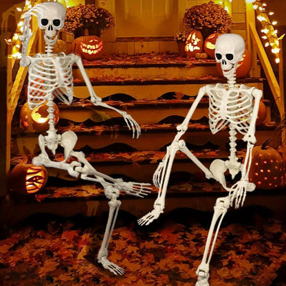 Decoración de esqueleto gigante de 12 pies para Halloween | Posable para exteriores