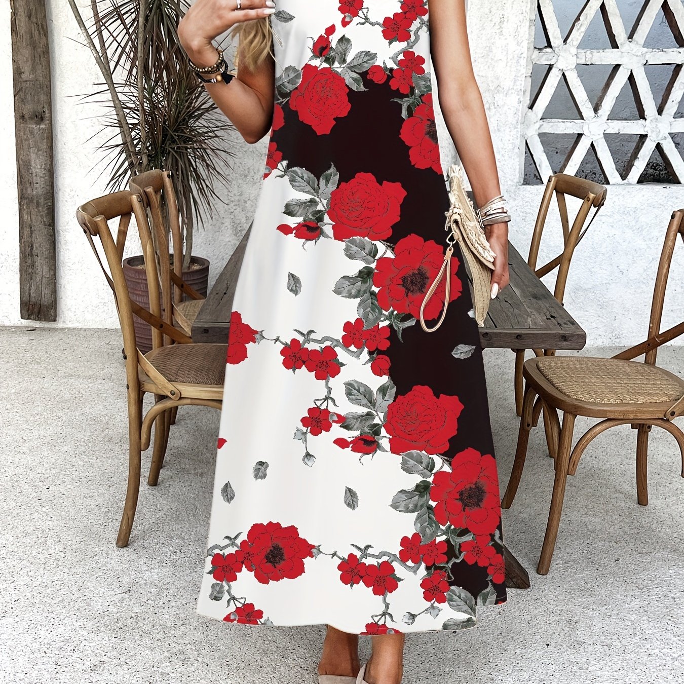 Indigo - Vestido Maxi Floral Boho Chic con Escote en V