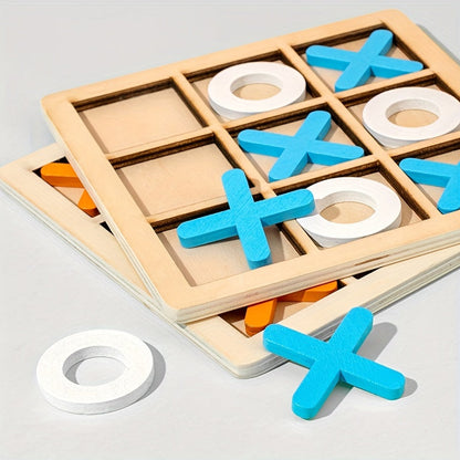 Juego de rompecabezas de tres en raya de madera para niños