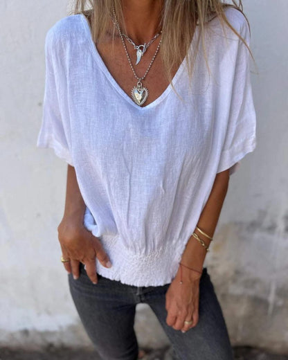 Ramia | Maglietta con scollo a V e scritta Seaside 