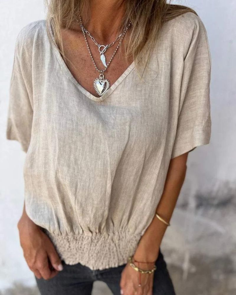Ramia | Maglietta con scollo a V e scritta Seaside 