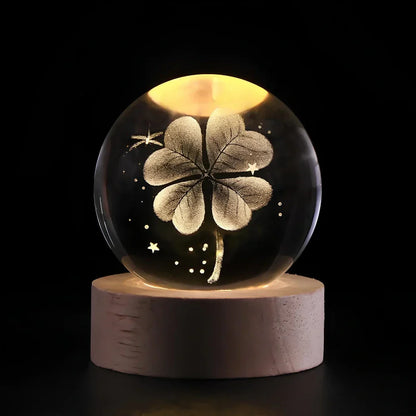 Luz nocturna LED con esfera de cristal 3D