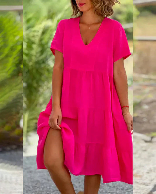Vestido de verano casual con escote en V de Bretaña