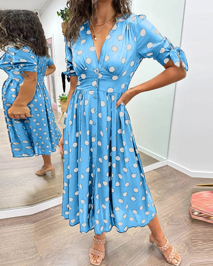 Kimberly | Vestido de escote en V con lunares